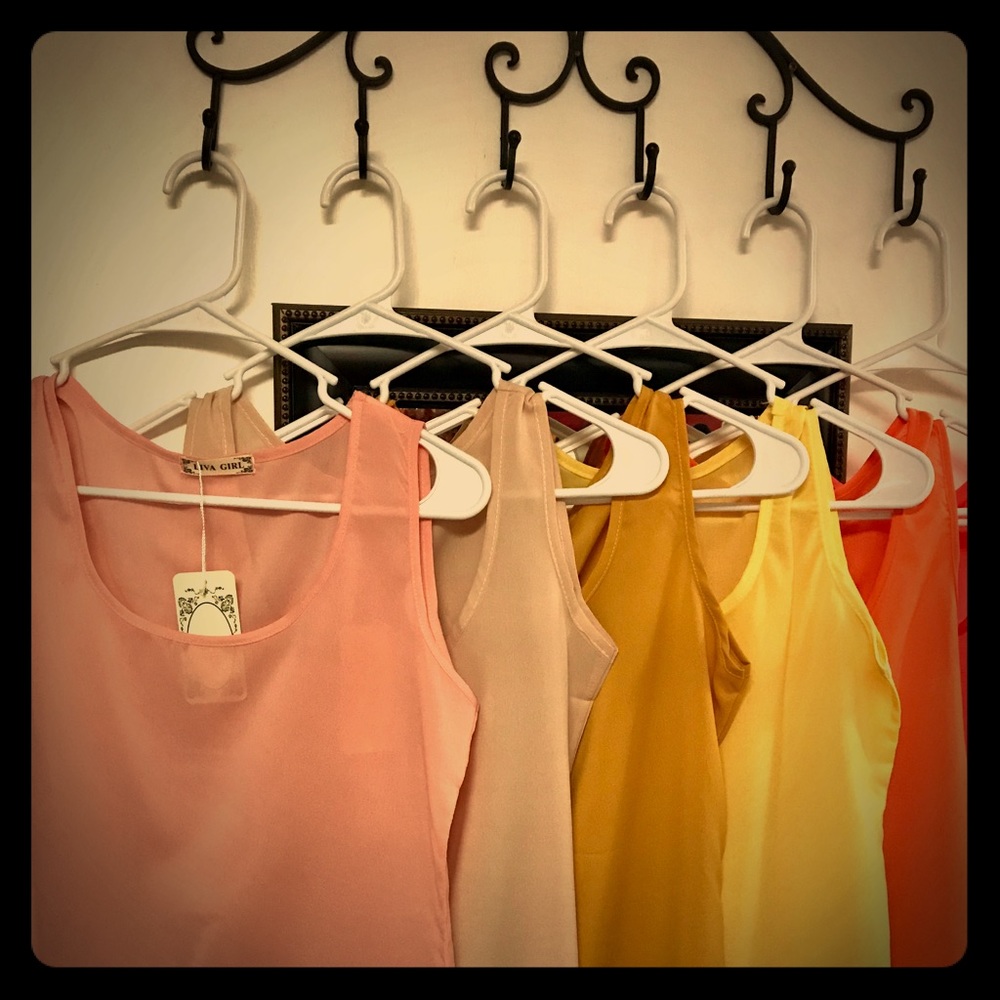 Salmon Chiffon, Liva Girl sleeveless tank top, XS